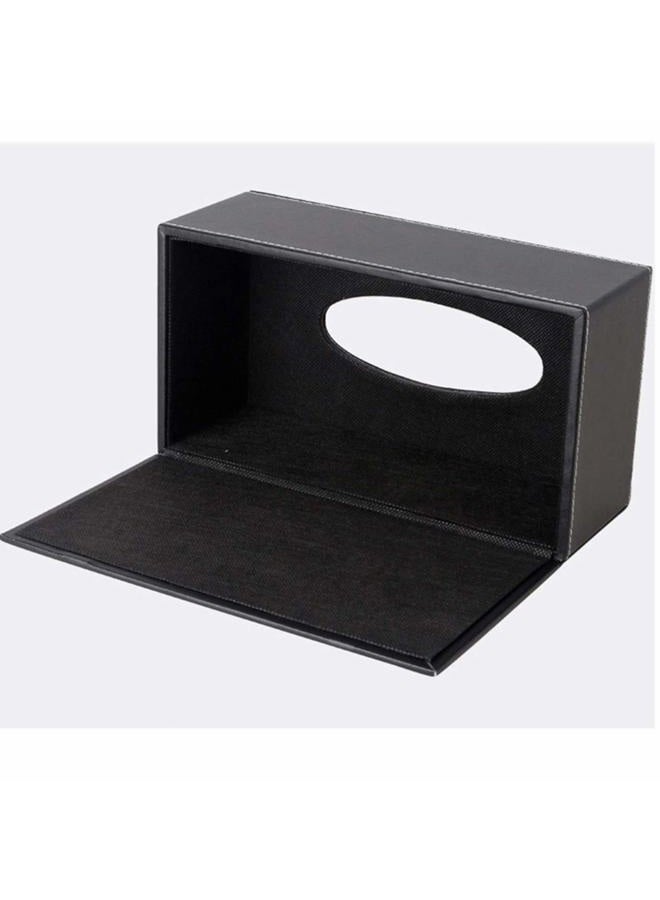 RHCSZ /N High-end Fashion PU Leather Tissue Box Holder Business Black, Rectangular Napkin Holder Drawer Paper Dispenser Dispenser, Home Office car Tissue Holder with Magnetic Bottom (Black) - Image 5