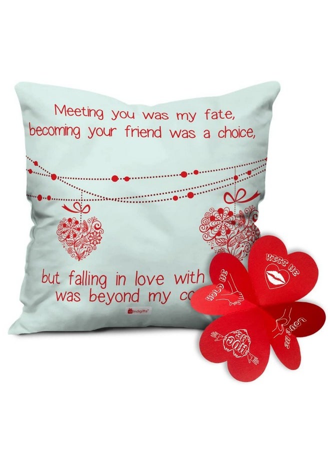 Indigifts Indigifts Printed Cushion Cover with Filler | You was My Fate | Polysatin | 12x12 Inches | Comfortable White Cushions | Romantic Soft Decorative Pillows | Unique Quirky Gifts  - Image 1