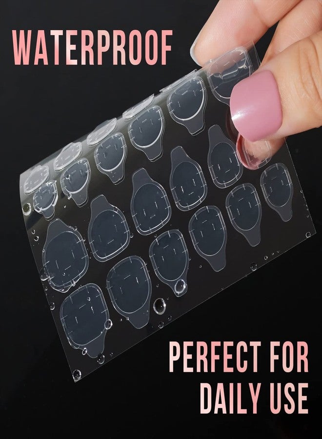 THR3E STROKES Imported Quality 2 Sheet (48pcs) Double-sided Nail Tab Sticker, False Nail Glue Jelly Gel Tape Adhesive Tabs Nail Glue Transparent Flexible Adhesive Fake Nails Tabs sticker - Image 2