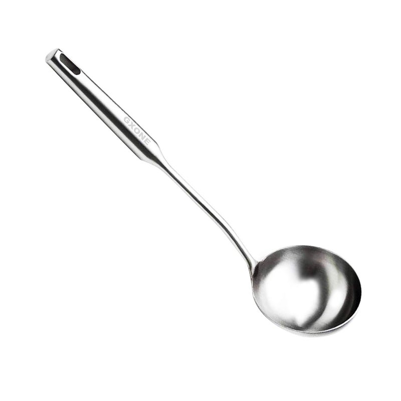 GXONE Soup Spoon Ladle,304 Stainless Steel Cooking Spoon Kitchen Tool For Wok With Hollow Handle, Silver/13.9Inch - Image 1