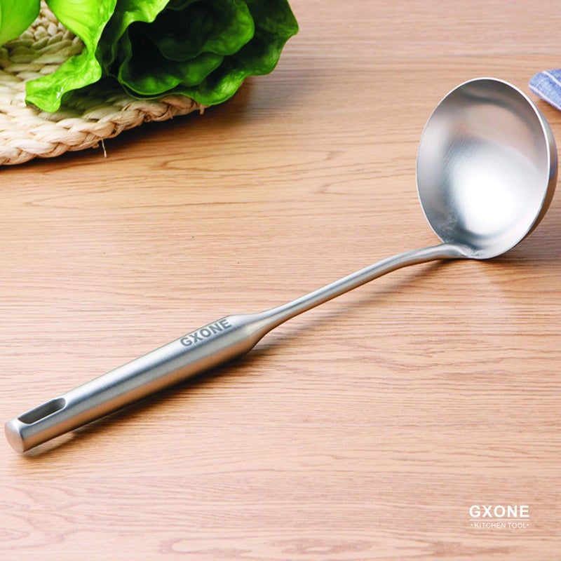 GXONE Soup Spoon Ladle,304 Stainless Steel Cooking Spoon Kitchen Tool For Wok With Hollow Handle, Silver/13.9Inch - Image 5