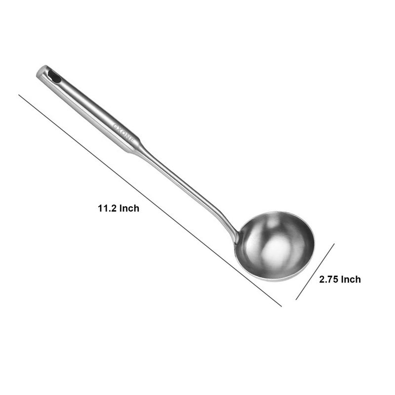 GXONE Soup Spoon Ladle,304 Stainless Steel Cooking Spoon Kitchen Tool For Wok With Hollow Handle, Silver/13.9Inch - Image 2