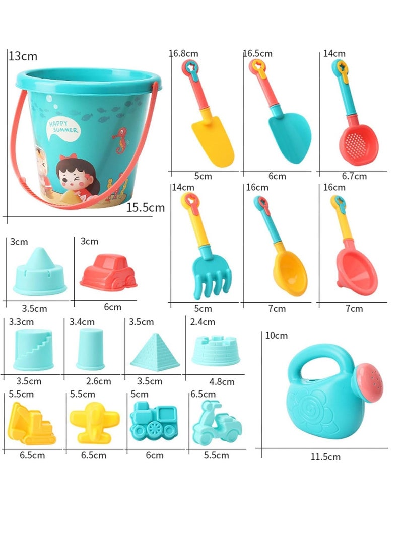 FengSVMA 18pcs Kids Beach Sand Toys Set, Multifunctional and Versatile Sand Castle Toys, Sandbox Toys with Bucket, Shovel, Rake, Sifter, Watering Can, Beach Toys for Kids Boys Girls - Image 5