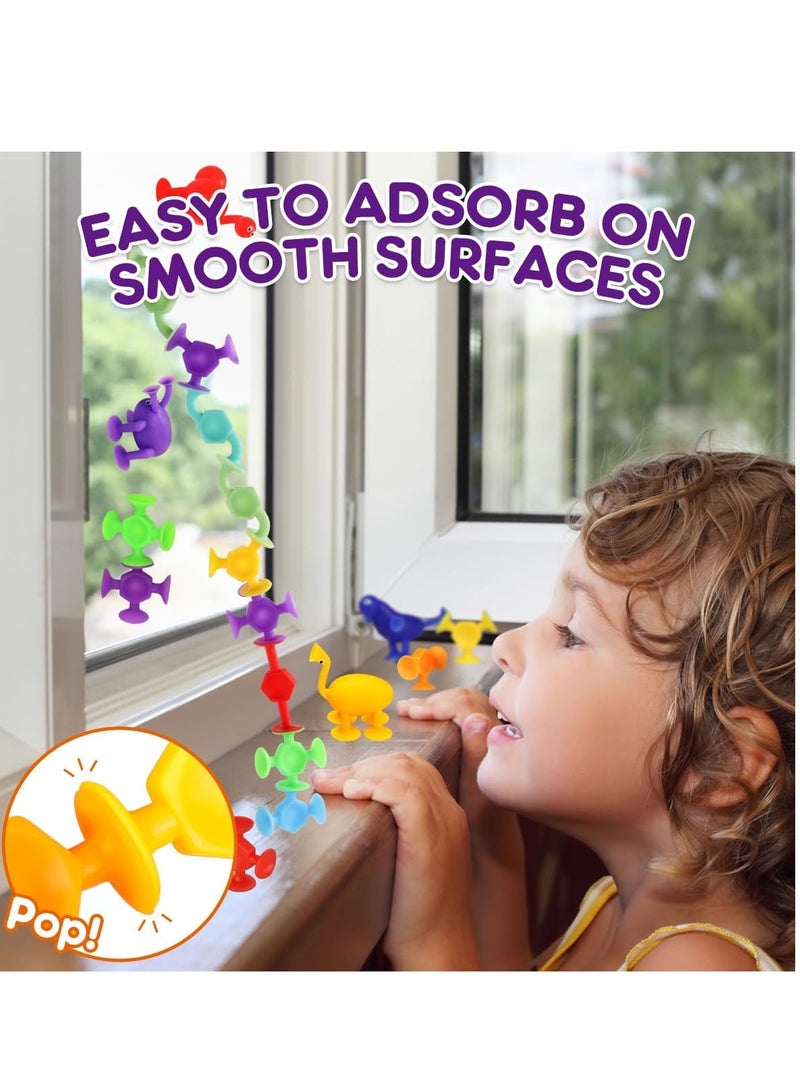 general Bath Toys 27 PCS Suction Toys Sensory Toys for Kids Ages 4-8 Boys Girls Stress Release Toys Travel Toys Suction Cup Toys Silicone - Image 3