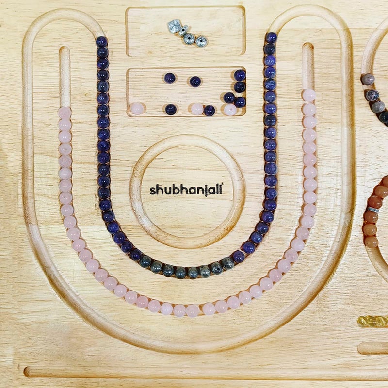 Shubhanjali Shubhanjali Wooden Beads Design Beading Board for Bracelet Necklace Mala and Other Jewelry Design Beads Design Board for DIY Jewelry Making Craft Tray 1 Pieces  - Image 3