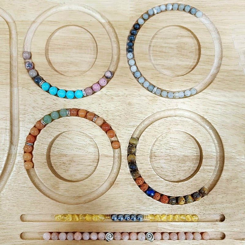 Shubhanjali Shubhanjali Wooden Beads Design Beading Board for Bracelet Necklace Mala and Other Jewelry Design Beads Design Board for DIY Jewelry Making Craft Tray 1 Pieces  - Image 4
