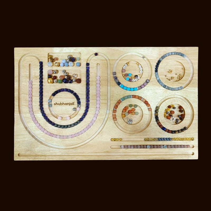 Shubhanjali Shubhanjali Wooden Beads Design Beading Board for Bracelet Necklace Mala and Other Jewelry Design Beads Design Board for DIY Jewelry Making Craft Tray 1 Pieces  - Image 2