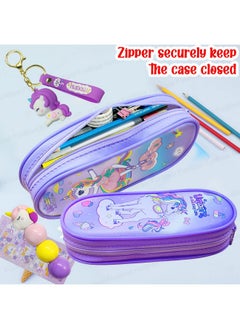 FunBlast FunBlast Canvas Unicorn Pouches, Unicorn Key Chain, Unicorn Highlighters For Girls, Kawaii Stationary Set For Girls, Aesthetic Stationery Items For School & College Students (Purple Random)  - Image 4