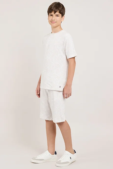 أر أند بي Solid T-Shirt with Shorts Set