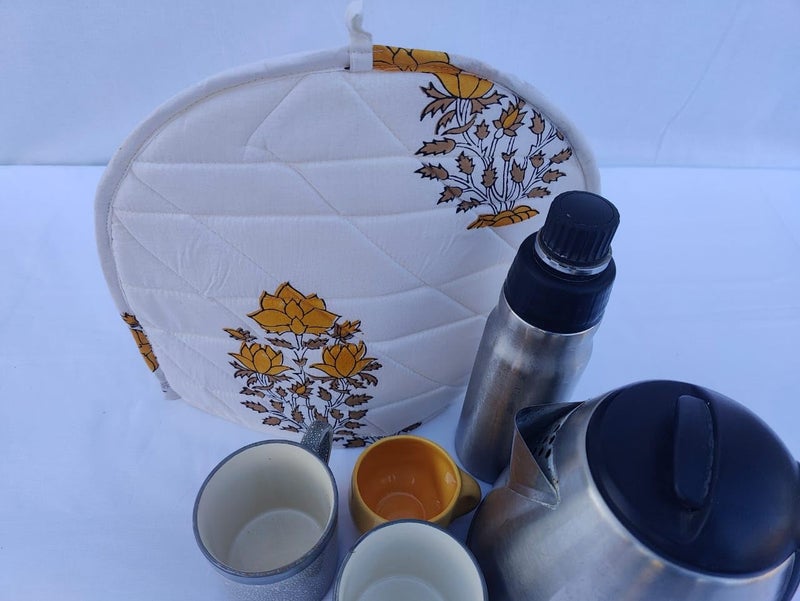 Malan Bai Mandala Tea Cozy Cover Hand Block Winter Tea Cozy Cotton Tea Kettle Warmer Pot Cover Hot Coffee Cover Handamde Kitchen Décor Brand: Malan Bai (Pattern 29) - Image 3