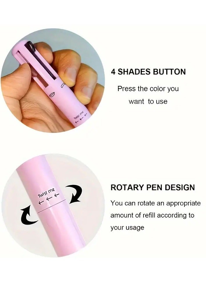 DubaiGallery محدد عيون مقاوم للماء، محدد شفاه، قلم متعدد الألوان، قلم حواجب، قلم مكياج 4 في 1 - Image 2