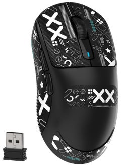 هجوم القرش ماوس ألعاب لاسلكي X3، خفيف الوزن للغاية، PixArt PAW3395 بدقة 26000 نقطة في البوصة، بلوتوث/2.4 جيجاهرتز/سلكي ثلاثي الوضع، بطارية قابلة لإعادة الشحن تدوم 200 ساعة، Kailh GM8.0 Switch لأجهزة ماك/ويندوز - أسود من Black&Tape  - Image 1