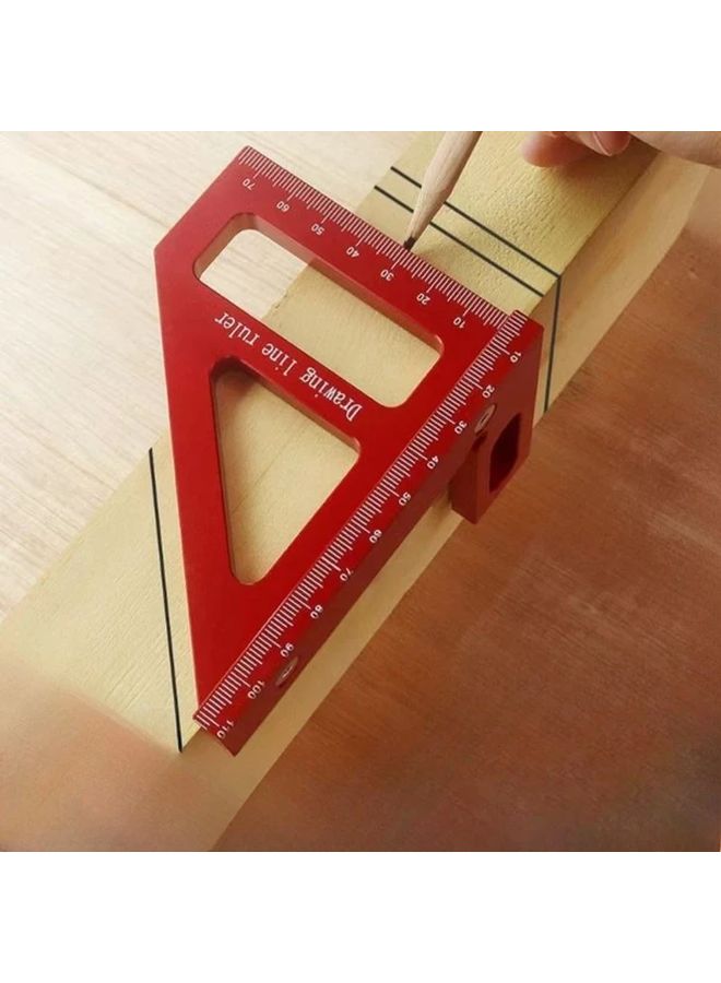 Red Aluminum Alloy 45 90 Degree Woodworking Square Protractor Miter Triangle Ruler Measuring Tool - Image 4
