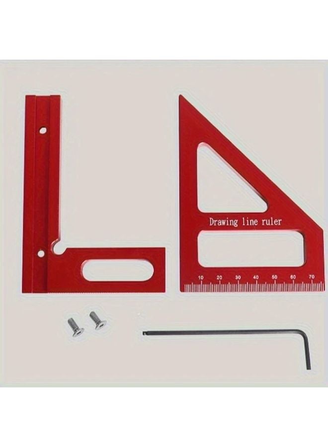 Red Aluminum Alloy 45 90 Degree Woodworking Square Protractor Miter Triangle Ruler Measuring Tool - Image 5