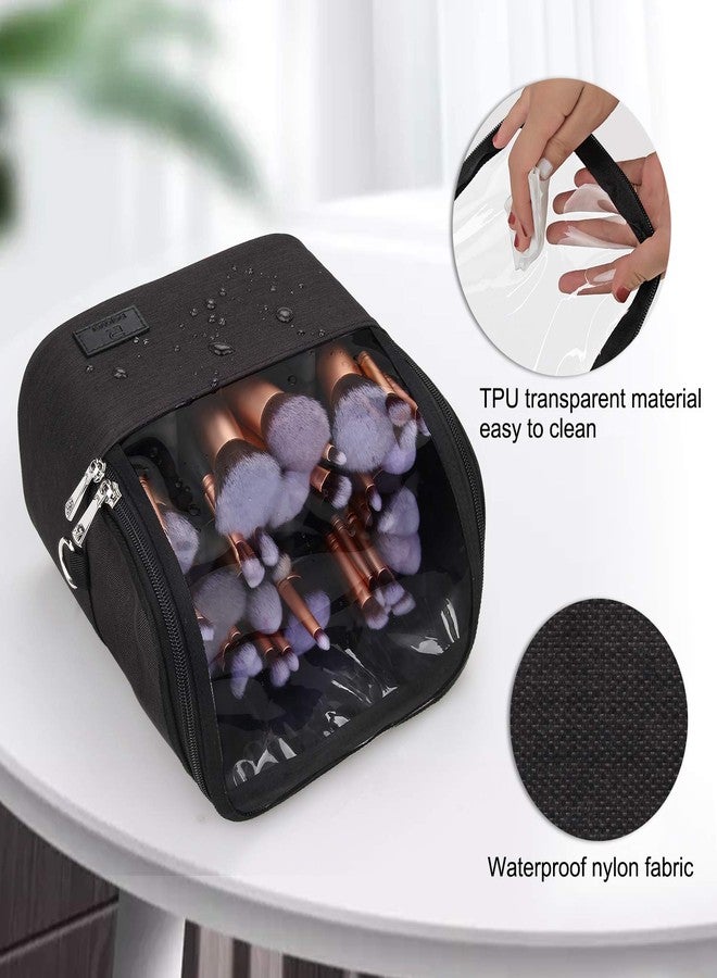 TANTO Makeup Brush Case Stand-up Makeup Cup Travel Professional Cosmetic Bag Artist Storage Bag Large Makeup Brush Bag with Adjustable Divider (Large, Black) - Image 3