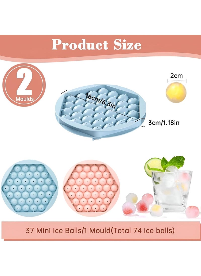 Generic Round Ice Cube Tray With Lid,Mini Circle Ice Ball Maker Mold for Freezer,1 in X 74PCS Sphere Ice Chilling Cocktail Tea & Coffee (2 Packs)  - Image 2