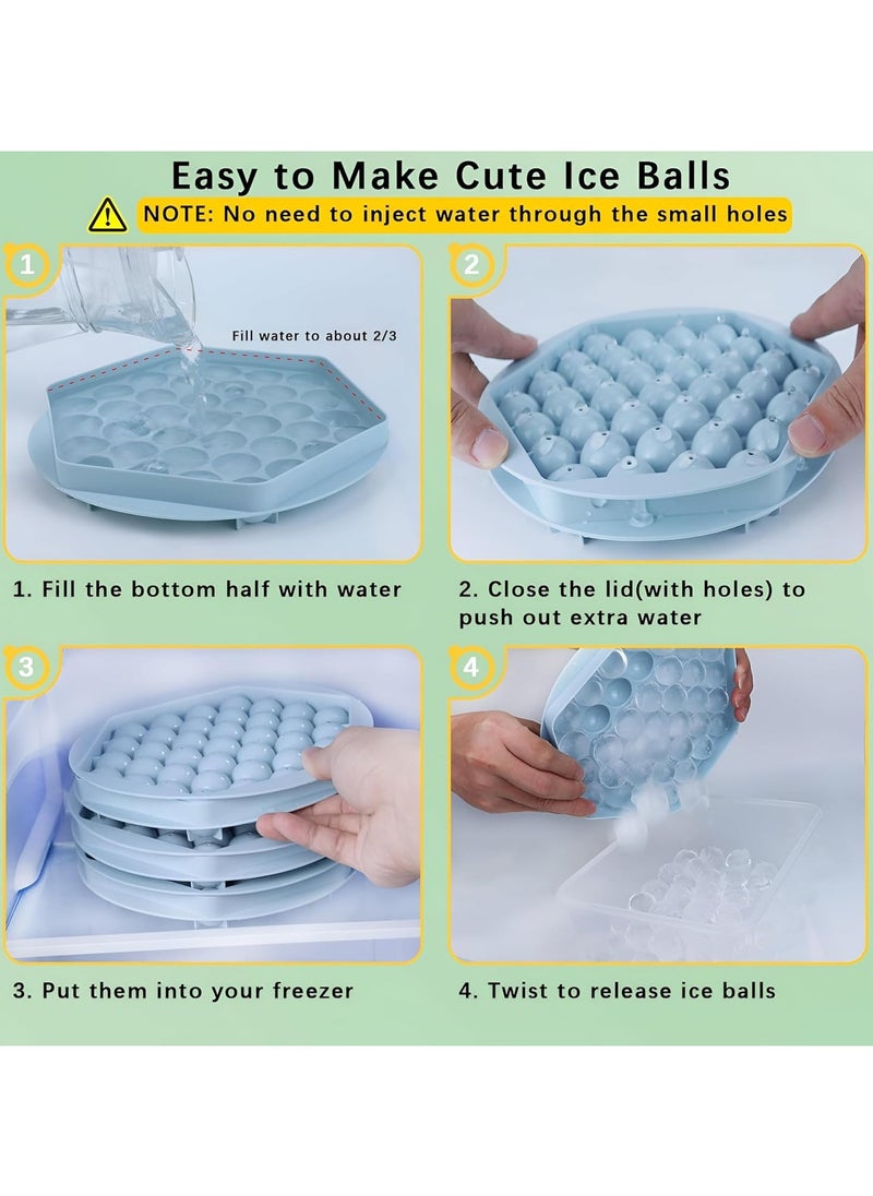 Generic Round Ice Cube Tray With Lid,Mini Circle Ice Ball Maker Mold for Freezer,1 in X 74PCS Sphere Ice Chilling Cocktail Tea & Coffee (2 Packs)  - Image 3