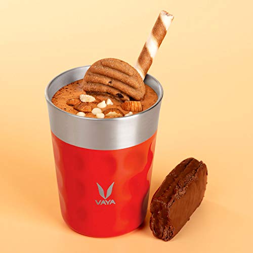 VAYA POPCUP Coffee Mug with Lid 250ml, Double-Walled Insulated Stainless Steel Tumbler, Water and Teacup, Keeps Beverages Hot & Cold for 5 Hrs, Scarlet Sun - Image 5