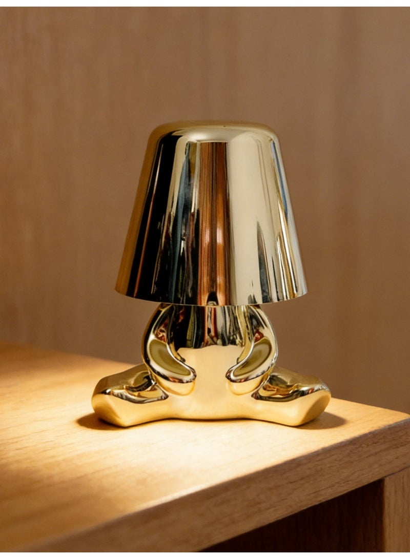 Little Golden Man Night Light, Cordless LED Table Lamp with Touch Sensor, 3-Level Dimming & Rechargeable Battery, Creative Decorative Desk Light for Home Office, Bedroom, Living Room, Unique Gift for Friends - Image 2