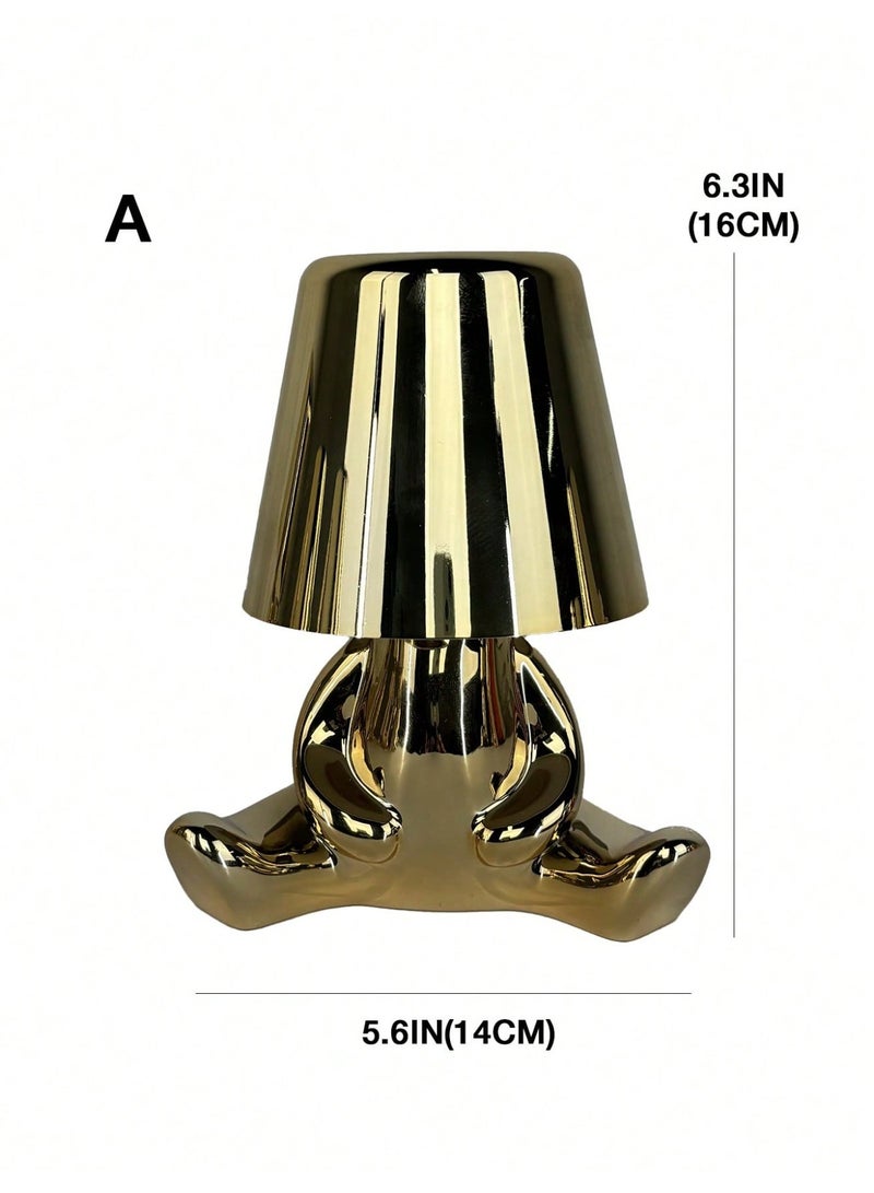 Little Golden Man Night Light, Cordless LED Table Lamp with Touch Sensor, 3-Level Dimming & Rechargeable Battery, Creative Decorative Desk Light for Home Office, Bedroom, Living Room, Unique Gift for Friends - Image 3