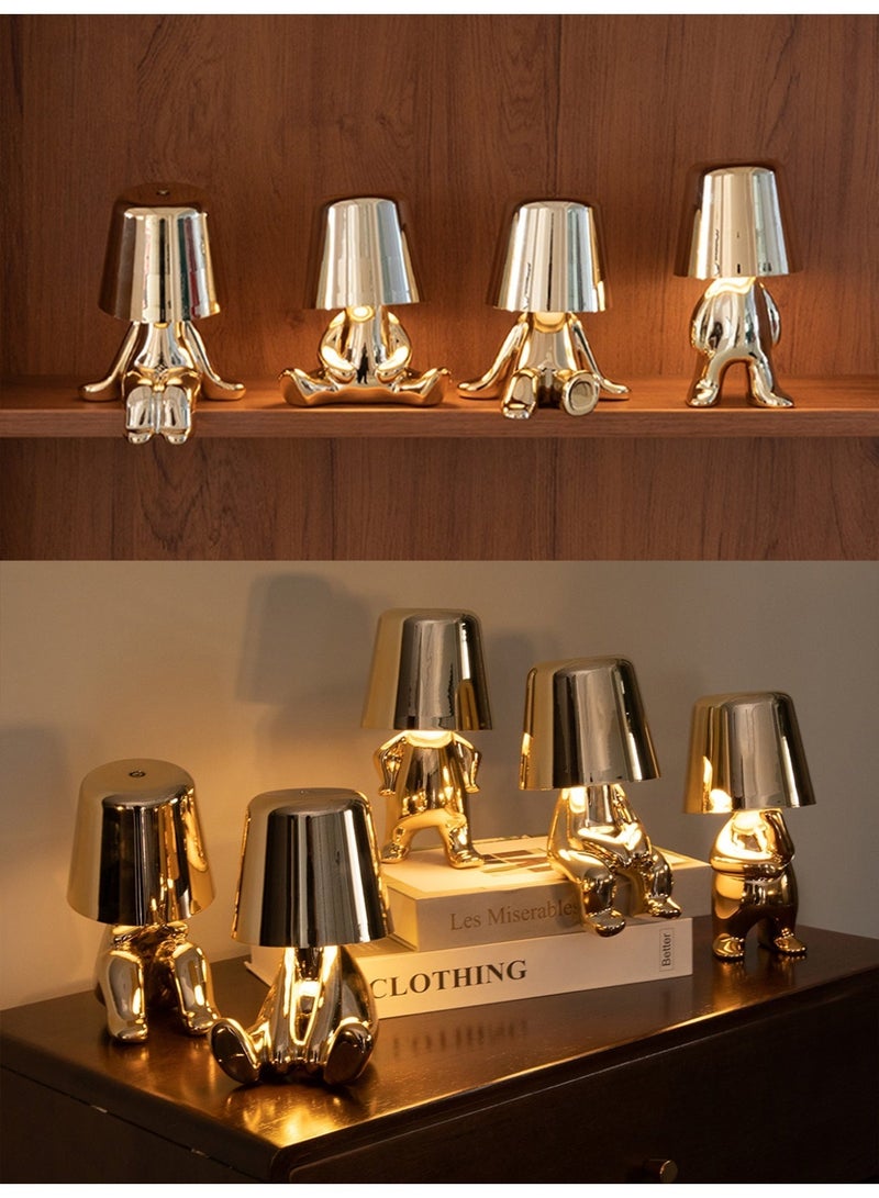 Little Golden Man Night Light, Cordless LED Table Lamp with Touch Sensor, 3-Level Dimming & Rechargeable Battery, Creative Decorative Desk Light for Home Office, Bedroom, Living Room, Unique Gift for Friends - Image 5