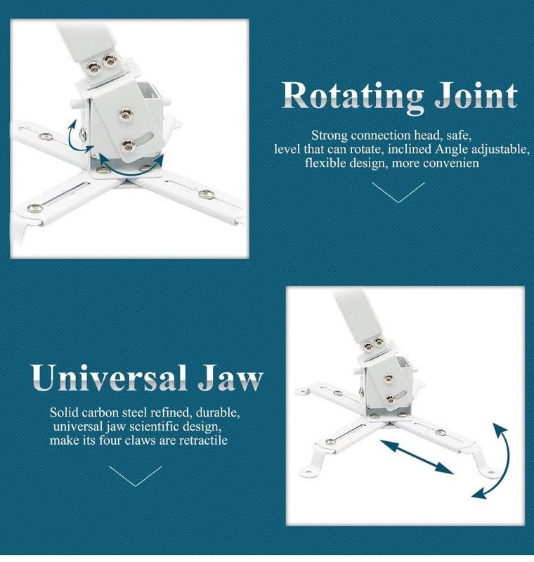 XTECTORVIEW Adjustable Projector Ceiling Mount Stand | 52 to 60 Inch (5 Feet) Extendable Bracket | Universal Tilt, Swivel & Rotate Wall/Ceiling Projector Mount | Heavy-Duty Frame - Image 3