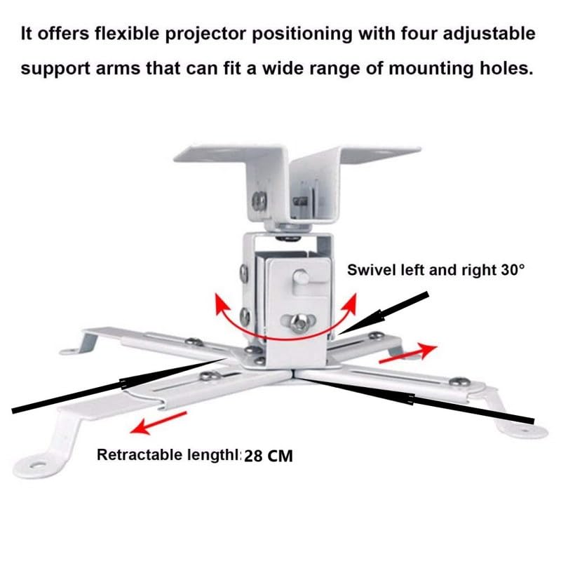 XTECTORVIEW Adjustable Projector Ceiling Mount Stand | 52 to 60 Inch (5 Feet) Extendable Bracket | Universal Tilt, Swivel & Rotate Wall/Ceiling Projector Mount | Heavy-Duty Frame - Image 4