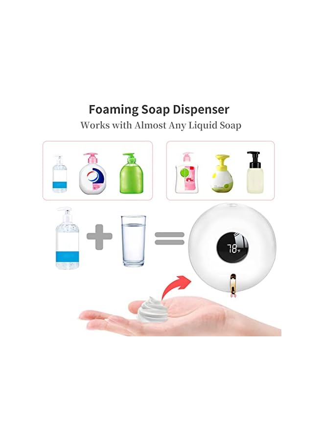 Automatic Soap Dispenser, Touchless Waterproof Hand Soap Dispenser Foaming Soap Dispenser Wall-Mounted Rechargeable Sensor Soap Dispenser for Kitchen Bathroom Hotel School (White) - Image 3