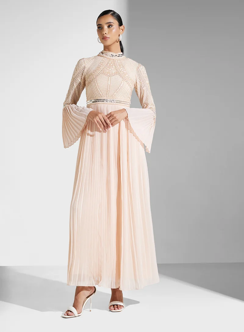 Amelia Rose Pleated Chiffon Dress