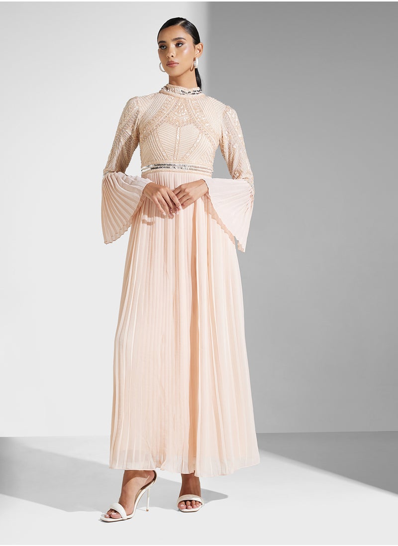 Amelia Rose Flared Sleeve Embellished Dress  - Image 4