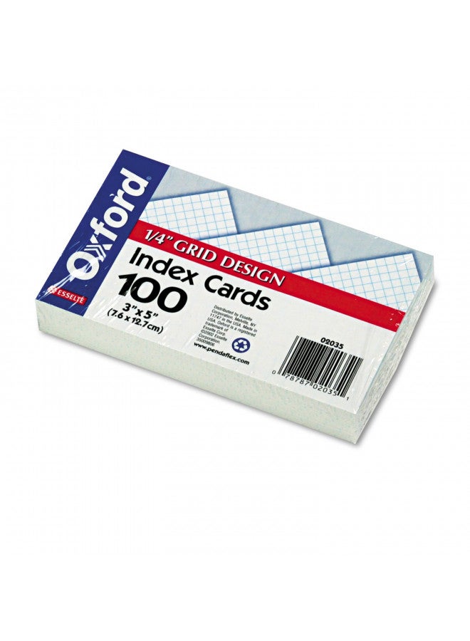 Esselte Oxford Grid Design Index Cards, 3 x 5 Inches, White, 100 per pack (02035EE) - Image 1