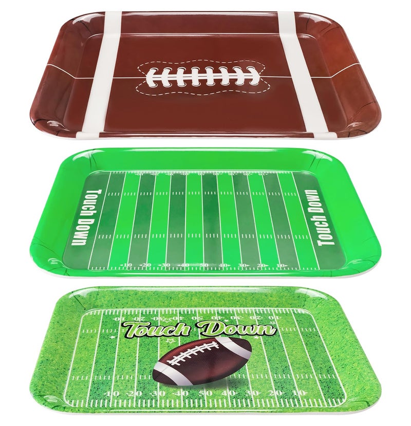 MUNILAIL 3 PCS Football Serving Trays 12.8 x 10 Inch Melamine Serving Platter Reusable Football Party Trays for Snacks Cookies Dessert Food Serving Dish Plates - Image 1