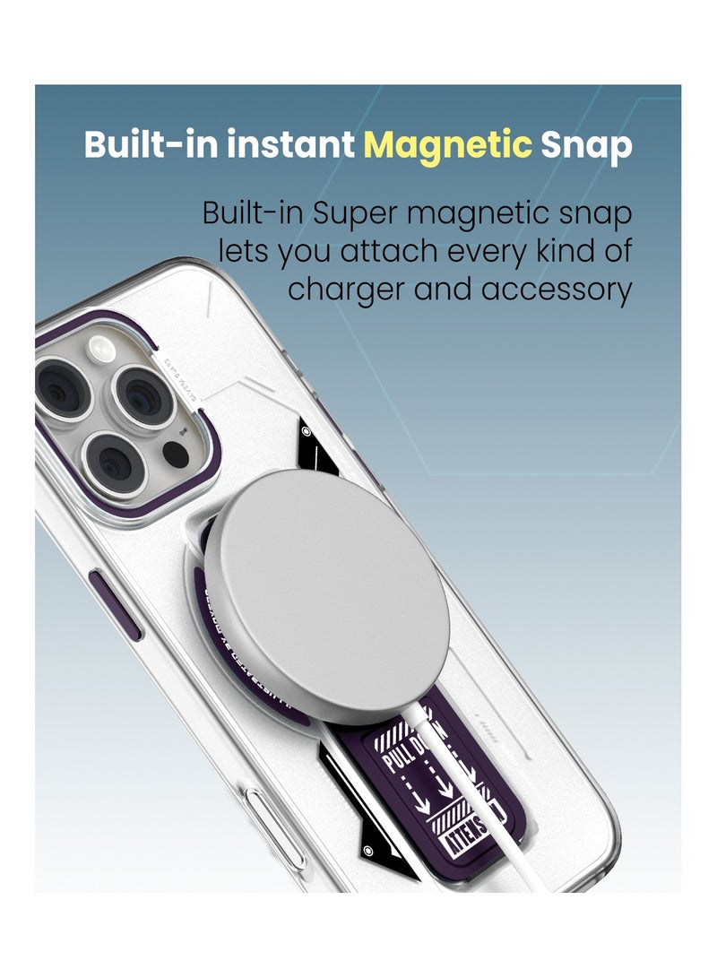 Moxedo Magnetic Protective Case Scratch Resistant Drop Protection with Built-in Extendable Grip Stand Compatible for iPhone 16 Pro 6.3 inch - Purple - Image 2