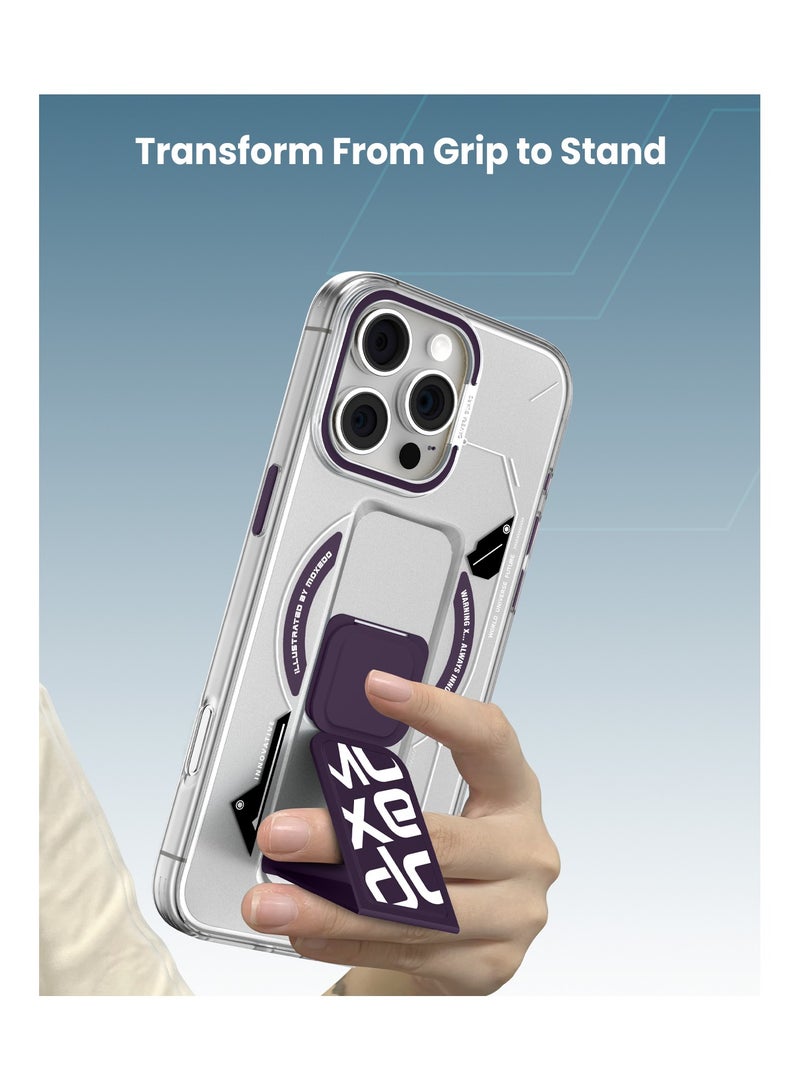 Moxedo Magnetic Protective Case Scratch Resistant Drop Protection with Built-in Extendable Grip Stand Compatible for iPhone 16 Pro 6.3 inch - Purple - Image 4