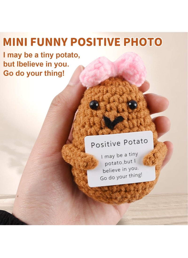 Generic - Handmade Positive Potato Toys, 2 Pcs Cute Mini Funny Positive Potato Knitted Plush Crochet Doll, Wool Positive Potato Crochet Doll, Gifts for Best Friends Lovers Birthday Gifts - Image 1