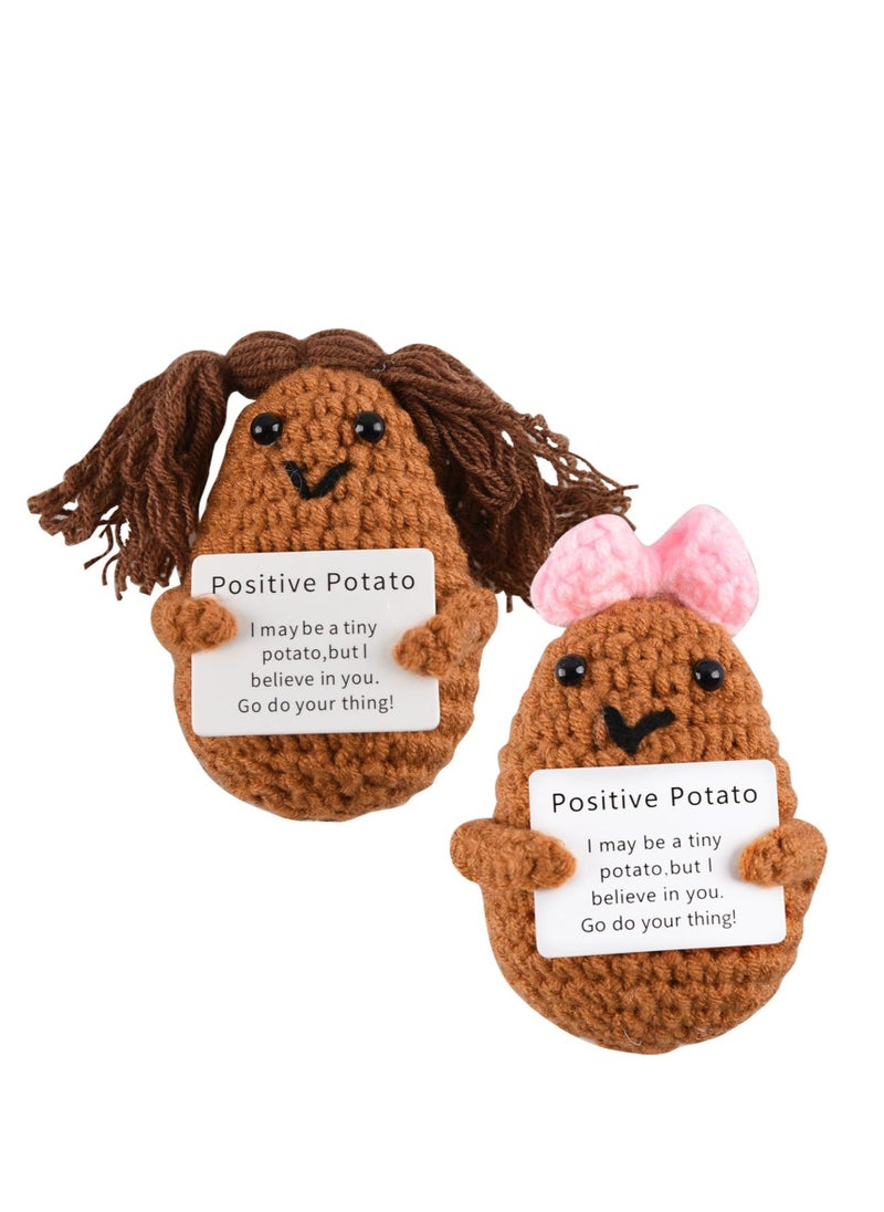 Generic - Handmade Positive Potato Toys, 2 Pcs Cute Mini Funny Positive Potato Knitted Plush Crochet Doll, Wool Positive Potato Crochet Doll, Gifts for Best Friends Lovers Birthday Gifts - Image 1
