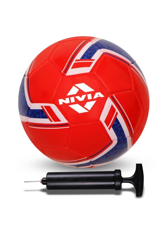Nivia Spinner Machine Stitched Football with Ball Pump 6" Combo (England) (Multicolor, Size -5) - Image 1