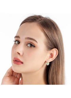 EVEVIC Heart Earrings For Women Austrian Crystal Halo Heart Earrings Drop Stud Earrings 14K Gold Plated Hypoallergenic Anniversary Valentines Day Jewelry Gift For Her (Aurora Borealis)  - Image 2