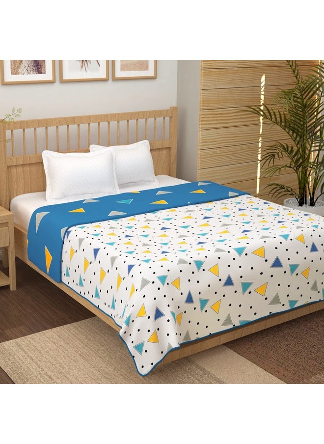 Story@Home Story@Home Comforter Double Bed |100% Cotton Blanket |150GSM, 225 X 240cm | AC Comforter Double Bed | Blue Blanket, Geometric Pattern Quilt For Double bed | Duvet | Dohar | Perfect for Festive Gifting| TC - 150  - Image 3