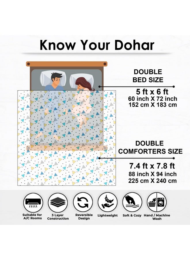 Story@Home Story@Home Comforter Double Bed |100% Cotton Blanket |150GSM, 225 X 240cm | AC Comforter Double Bed | Blue Blanket, Geometric Pattern Quilt For Double bed | Duvet | Dohar | Perfect for Festive Gifting| TC - 150  - Image 2