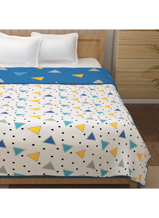 Story@Home Story@Home Comforter Double Bed |100% Cotton Blanket |150GSM, 225 X 240cm | AC Comforter Double Bed | Blue Blanket, Geometric Pattern Quilt For Double bed | Duvet | Dohar | Perfect for Festive Gifting| TC - 150  - Image 4