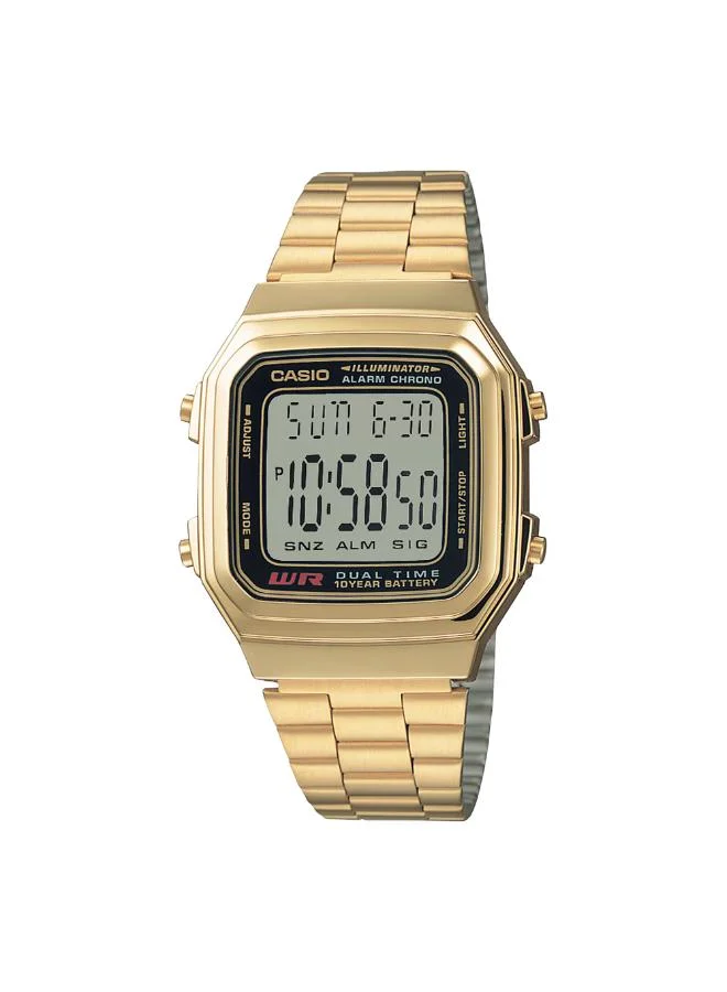 CASIO Unisex Stainless Steel Digital Watch A178WGA-1ADF - 34 mm