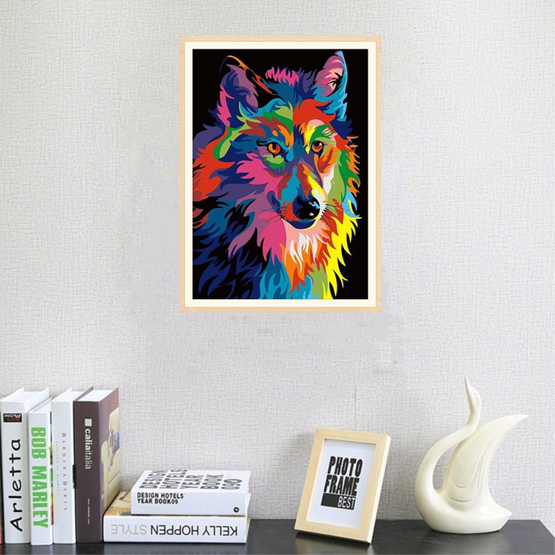 Diamond Painting DIY 5D Wolf Diamond Painting Cube Round Shape Full Drilled Diamond Paintings Kits Arts Craft for Room Wall Decoration - Image 2