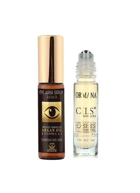 Set of Ormana Silas Eyelash and Eyebrow Oil 7 ml and Eye Treatment Serum with Argan Oil 10 ml