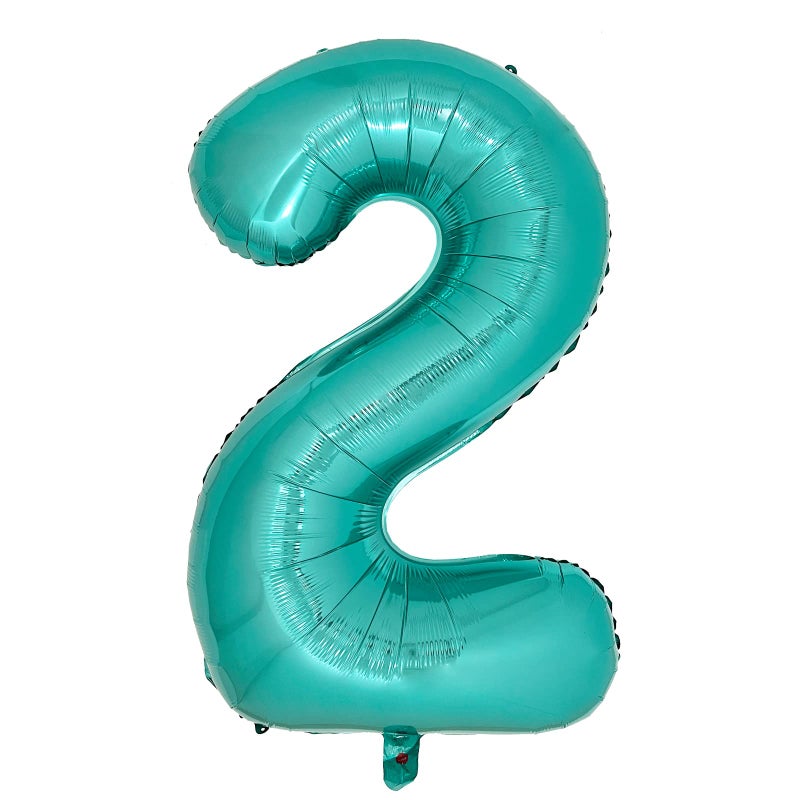 cocodino Teal Number 2 Balloons 40 Inch Large Turquoise Blue Foil Balloons for Womens Teal Birthday Decorations Little Mermaid 2nd Birthday Party Aqua Number Balloon 2 - Image 5