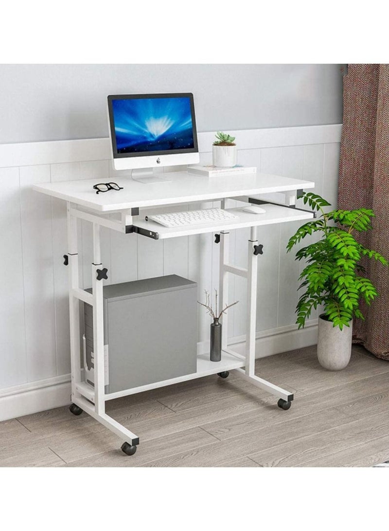 طاولة مكتب محمولة قابلة للتعديل للجلوس والوقوف مع عجلات ارتفاع قابلة للتعديل للجلوس والوقوف مع اللابتوب - Image 1