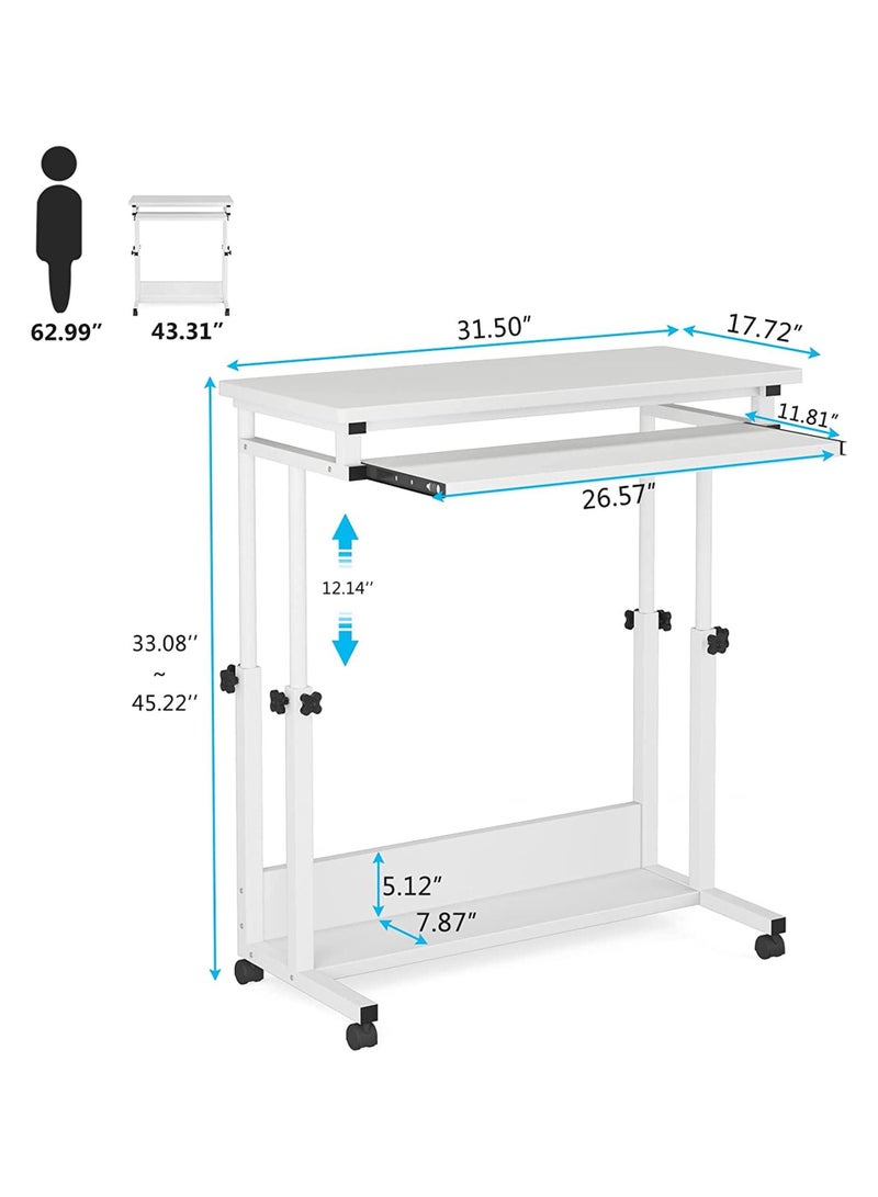 طاولة مكتب محمولة قابلة للتعديل للجلوس والوقوف مع عجلات ارتفاع قابلة للتعديل للجلوس والوقوف مع اللابتوب - Image 4