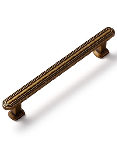 SORWDUERM SORWDUREM 5 Pack 5 Inch128mm Antique Brass Cabinet Pulls Drawer Pulls Kitchen Hardware Cupboard Kitchen Hardware Cabinet Handles - Image 1