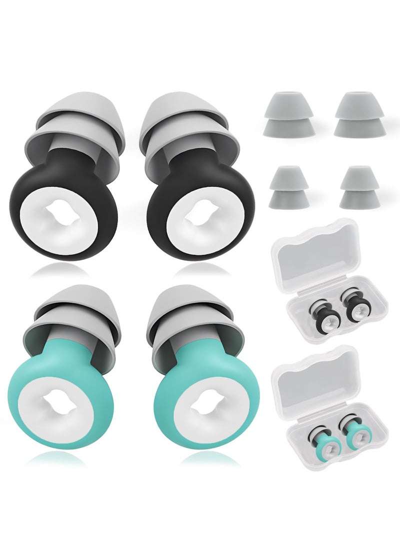 SYOSI 2 Pairs Earplugs for Noise, Hidden Noise Cancelling Earplugs for Hearing Protection, Quiet Earplugs, Reusable Silicone Earplugs for Sleeping, Concerts, Snoring, Travelling, Studying, Working