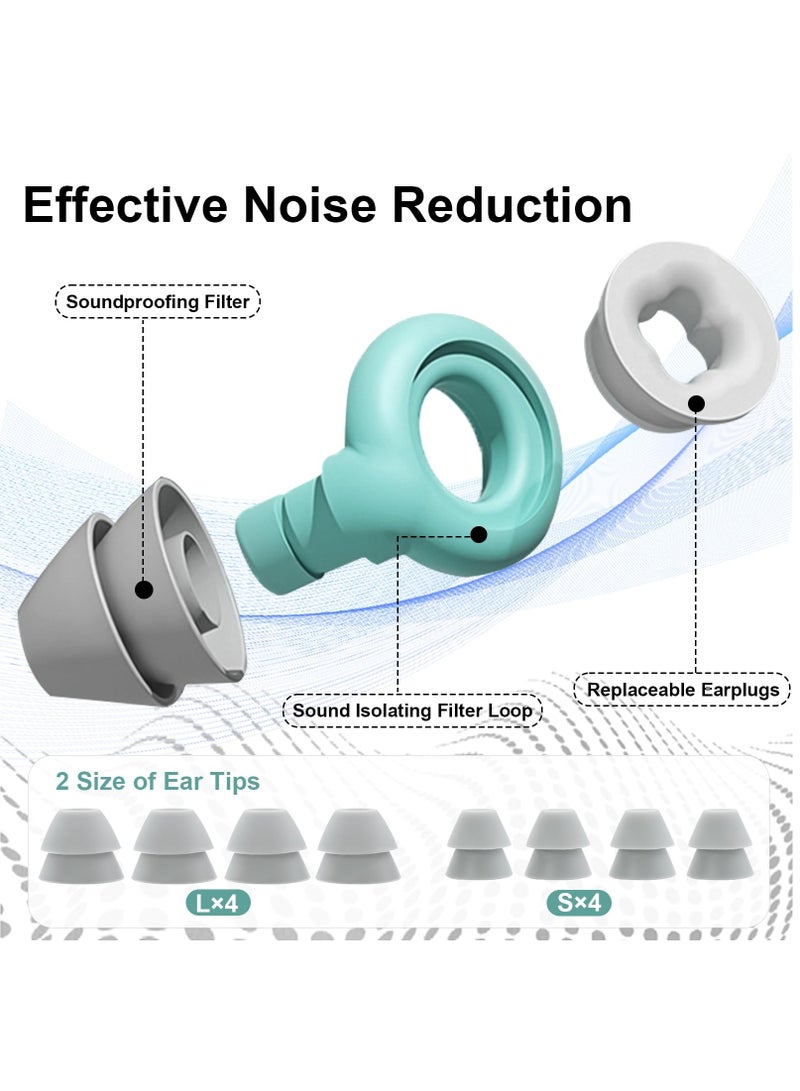SYOSI 2 Pairs Earplugs for Noise, Hidden Noise Cancelling Earplugs for Hearing Protection, Quiet Earplugs, Reusable Silicone Earplugs for Sleeping, Concerts, Snoring, Travelling, Studying, Working